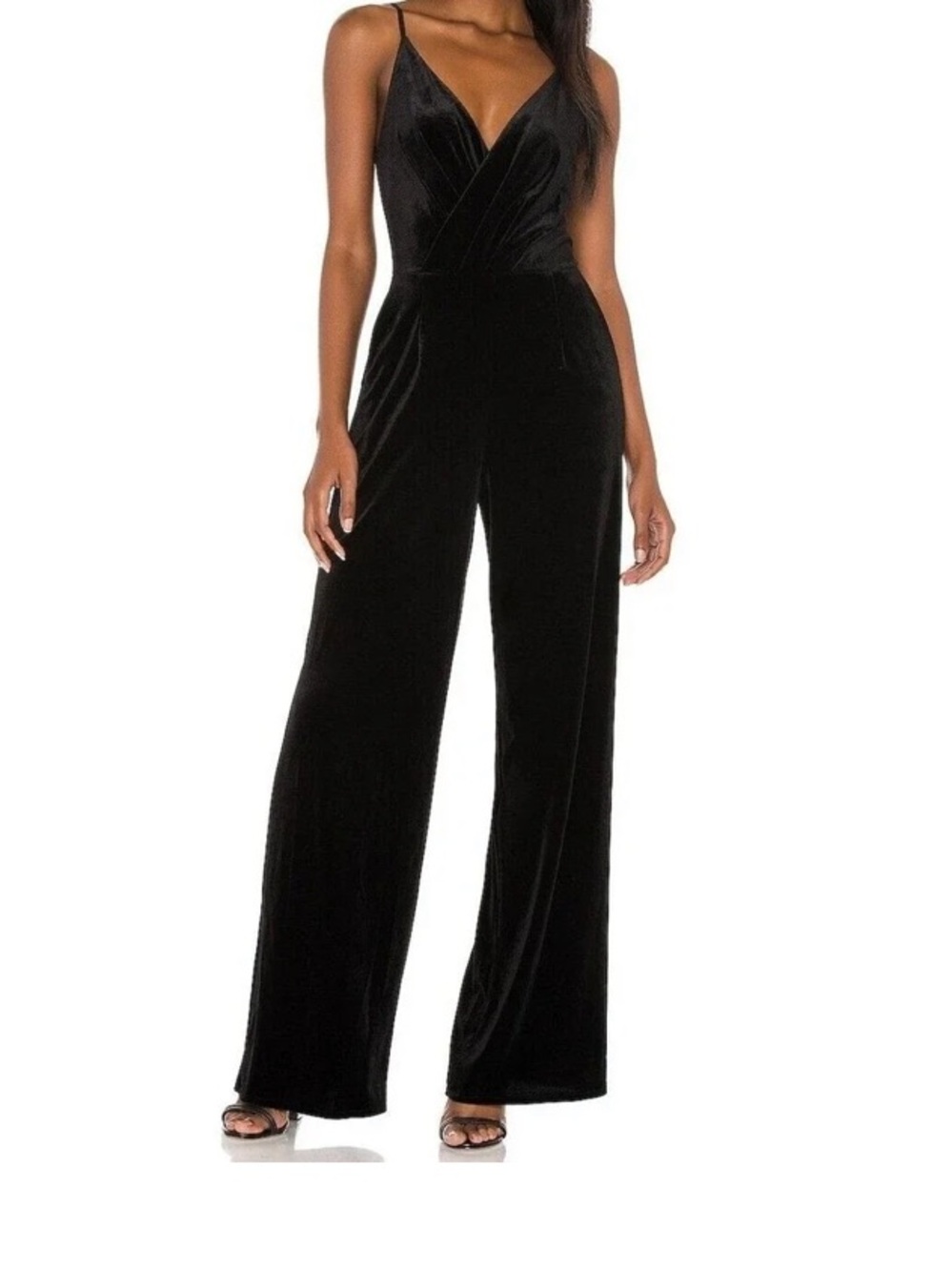 NWT L'Agence Maeve Black Velvet Strappy Jumpsuit Sz 10
